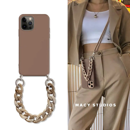 Luxury Crossbody Necklace Lanyard iPhone Soft Case