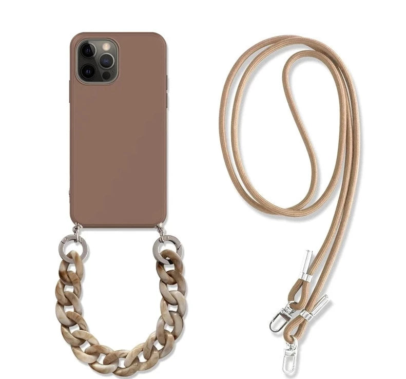 Luxury Crossbody Necklace Lanyard iPhone Soft Case