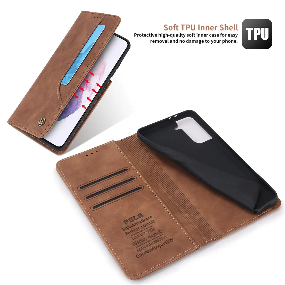 Luxury Leather Wallet Flip Case For Samsung Galaxy