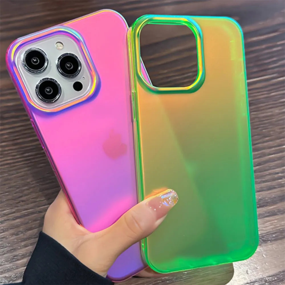 Luxury Colorful Laser Matte Clear Silicone Soft Case For iPhone