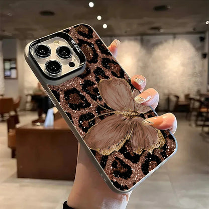 Luxury Butterfly Leopard Print  Phone Case For iPhone