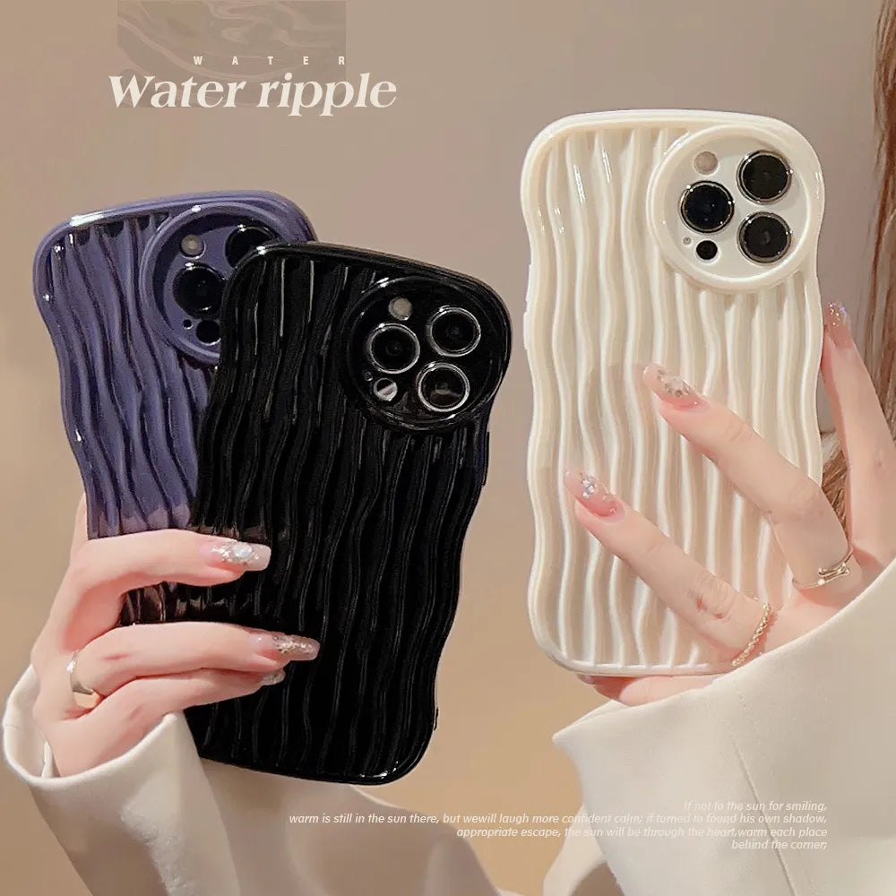 Solid Color Wavy Shockproof Phone Case