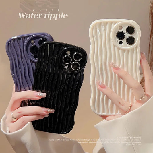 Solid Color Wavy Shockproof Phone Case