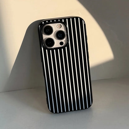 Black White Artistic Stripes Phone Case For iPhone