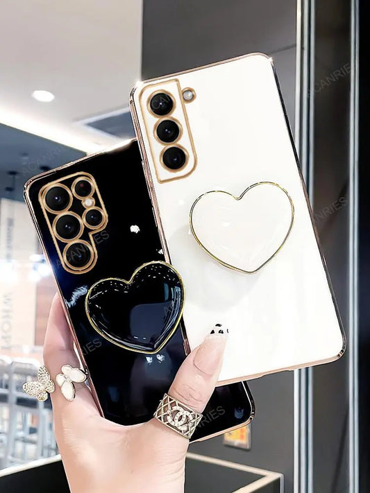 Love Heart Holder Luxury Plating Case For Samsung Galaxy