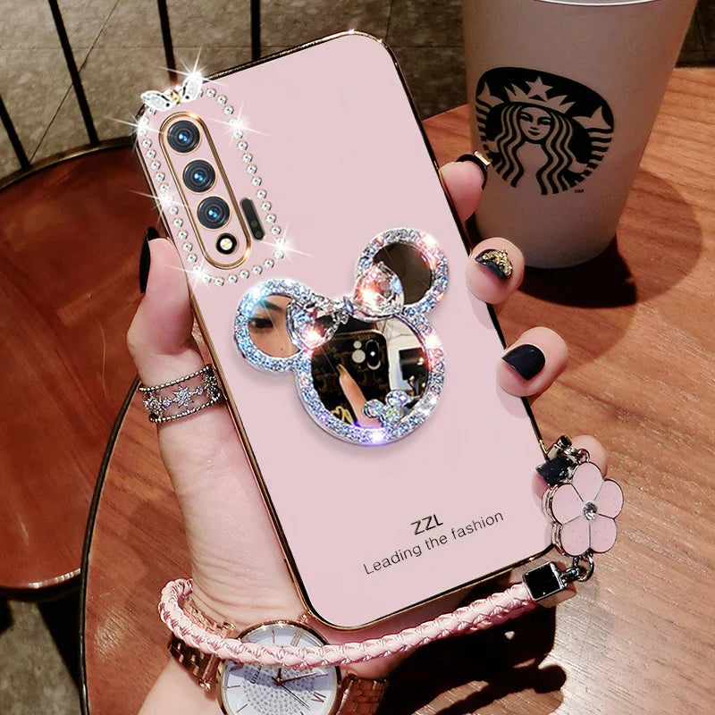 Luxury Diamond Cartoon Mirror Case For Galaxy