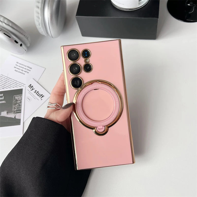 Luxury Rotate Magnetic Bracket Magsafe Case For Samsung