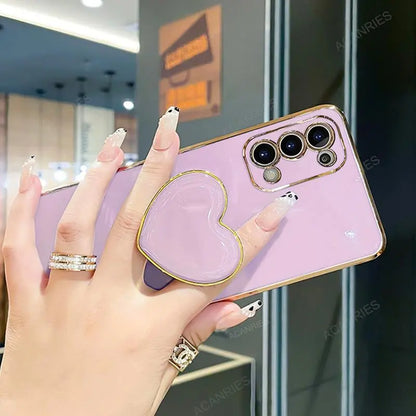 Love Heart Holder Luxury Plating Case For Samsung Galaxy