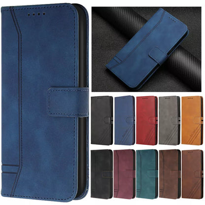 Solid Color Leather Flip Wallet Case For Samsung Galaxy
