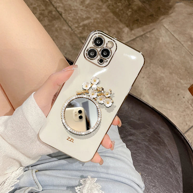 Flowers Glitter Mirror Plating Soft Silicone Case