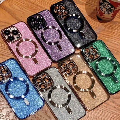 Electroplate Glitter Cover Phone Case With Lens Protector