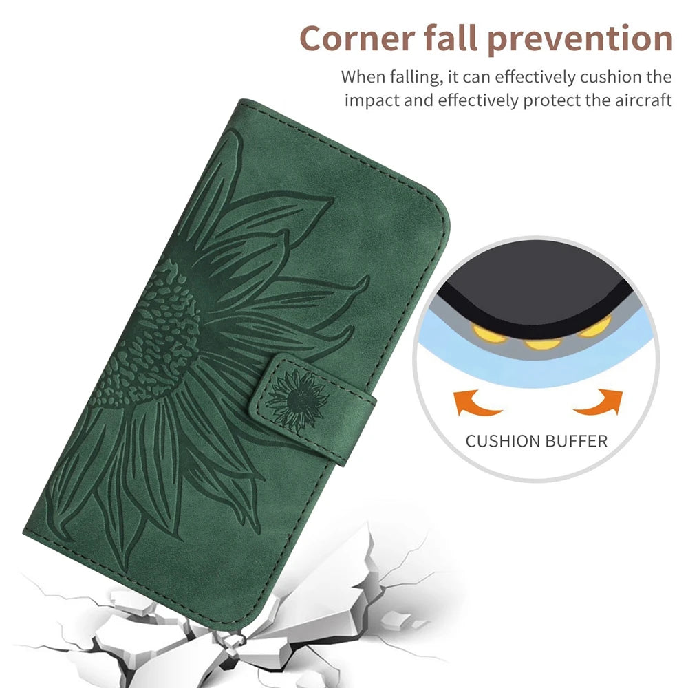 Sunflower Leather Wallet Case for Samsung Galaxy