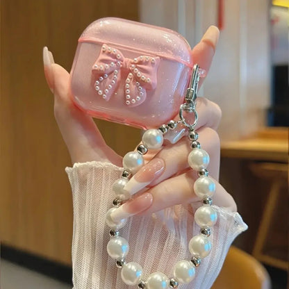 Cute Glitter Bow knot Crystal Case For Airpods