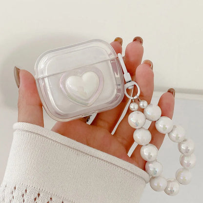 Simple Laser Pearl Heart Case for AirPods