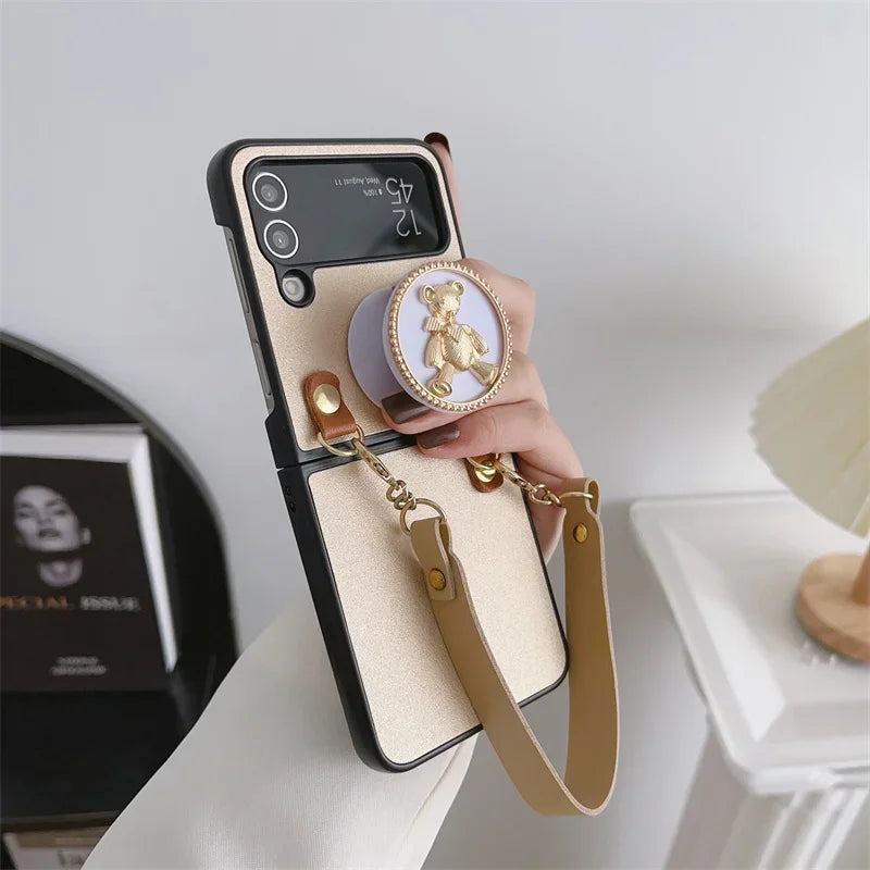 Cute Bear Stand Phone Case For Samsung Galaxy Z Flip