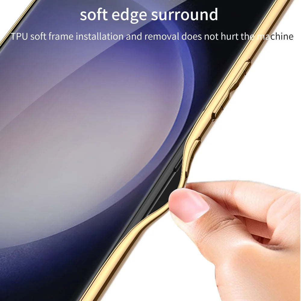 Electroplated Leather Wave Pattern Case For Samsung S23 Ultra