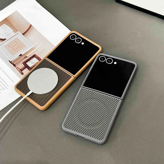Carbon Fiber Textured Magnetic Phone Case for Samsung Z Flip