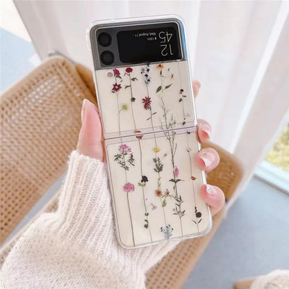 Fresh Flowers Painted Clear Hard Case For Galaxy Z Flip