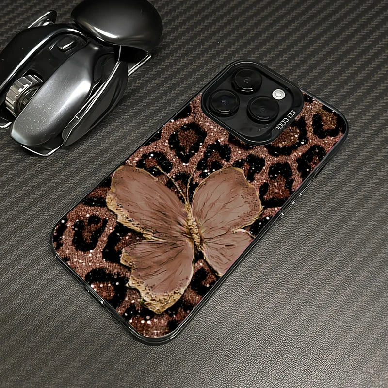 Luxury Butterfly Leopard Print  Phone Case For iPhone