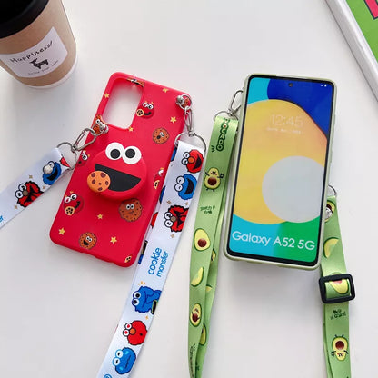 3D Cartoon Crossbody Case with Strap For Galaxy