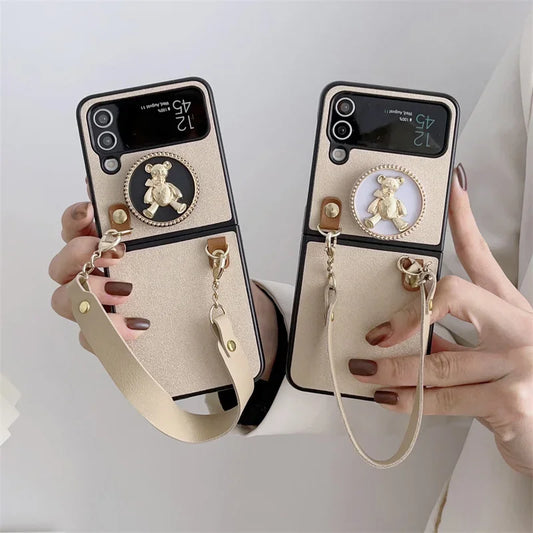 Cute Bear Stand Phone Case For Samsung Galaxy Z Flip