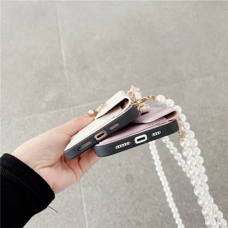 Handbag Wallet Shoulder Strap Phone Case with Card Pocket