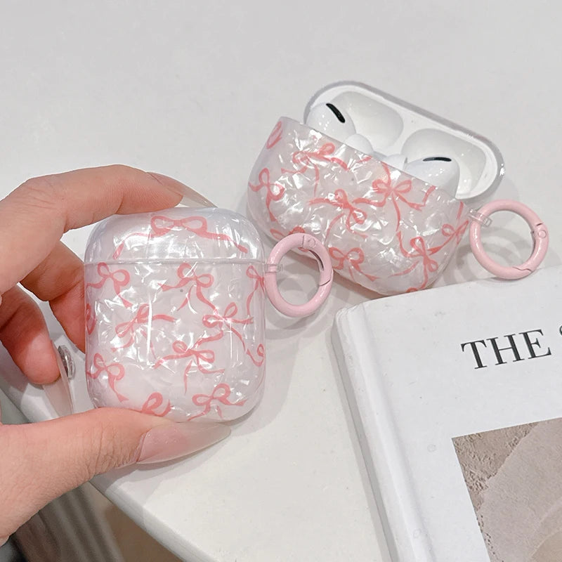 Cute Glitter Bow knot Shell Pattern Crystal For Airpods
