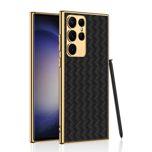 Electroplated Leather Weave Pattern Case for Samsung