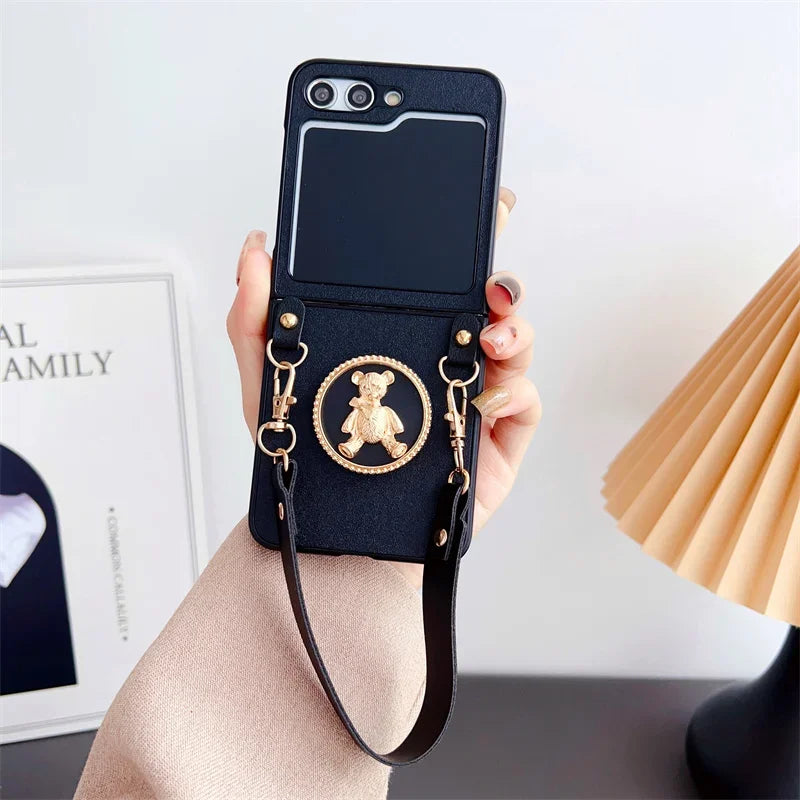 Cute Bear Stand Phone Case For Samsung Galaxy Z Flip