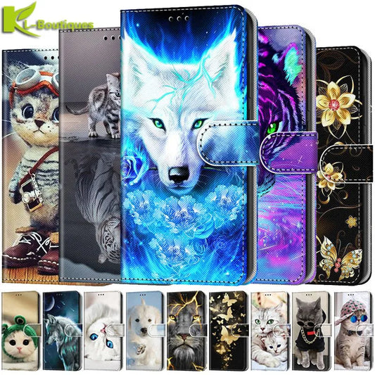 Painted Animal Wallet Phone Case For Samsung Galaxy