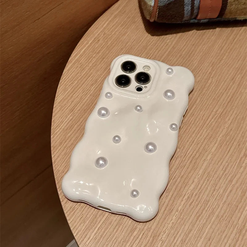 Luxury 3D Pearl Wavy Phone Case for iPhone