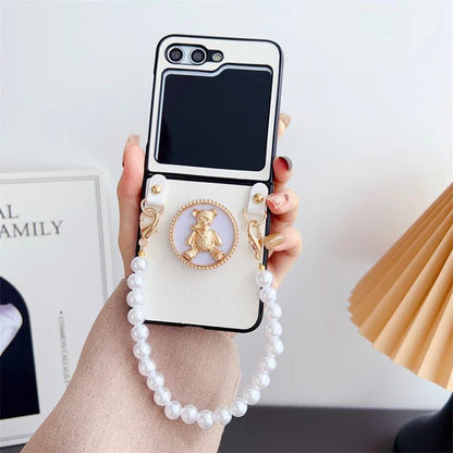 Cute Bear Stand Phone Case For Samsung Galaxy Z Flip