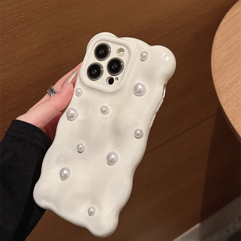 Luxury 3D Pearl Wavy Phone Case for iPhone