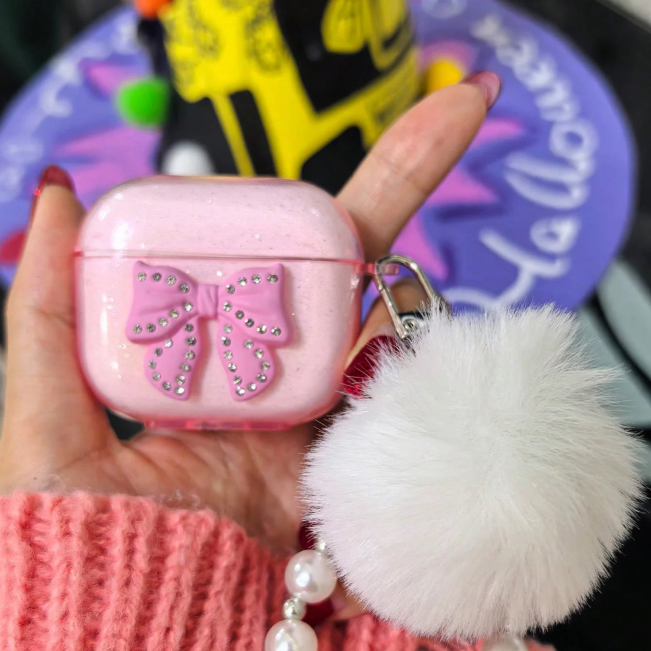 Cute Glitter Bow knot Crystal Case For Airpods