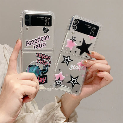 Cartoon Mirror Cat Star Case For Galaxy Z Flip