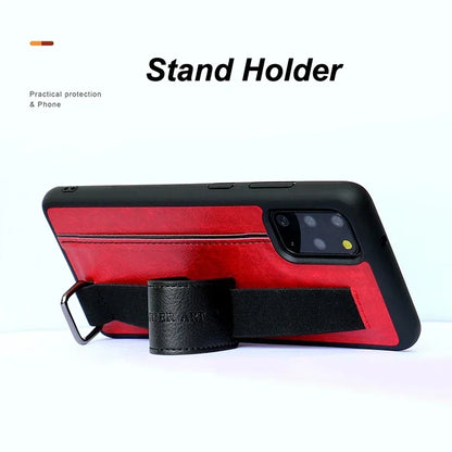 PU Leather Wristband Strap Card Holder Case for Samsung