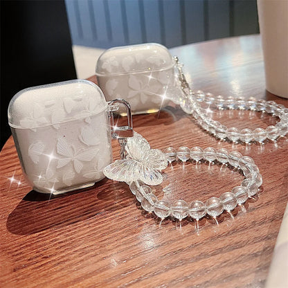 Crystal Butterfly Pendant Bead Bracelet AirPod Case