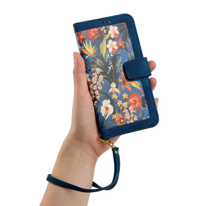 Floral Wallet Galaxy Phone Case with Lanyard
