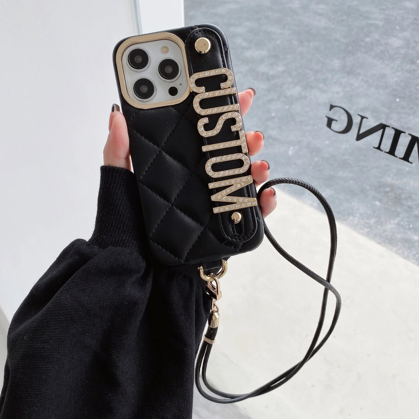 Leather Customized Name Letters Phone Case  for iPhone