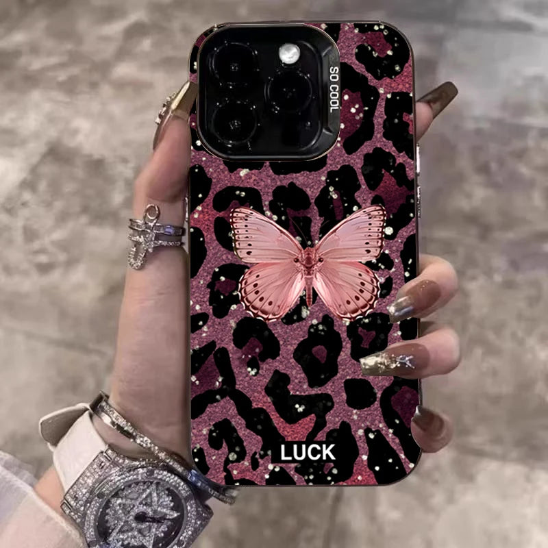 Luxury Butterfly Leopard Print  Phone Case For iPhone