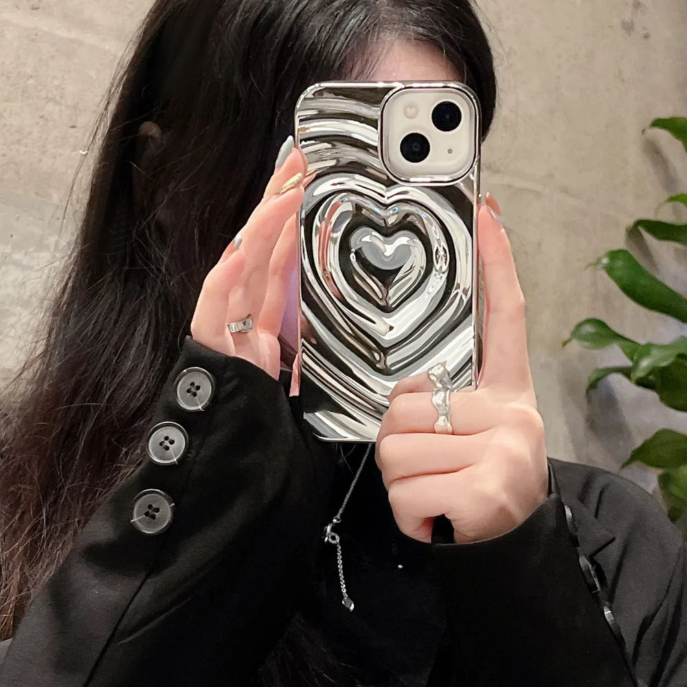 Luxury 3D Heart Water Ripple iPhone Silicone Case