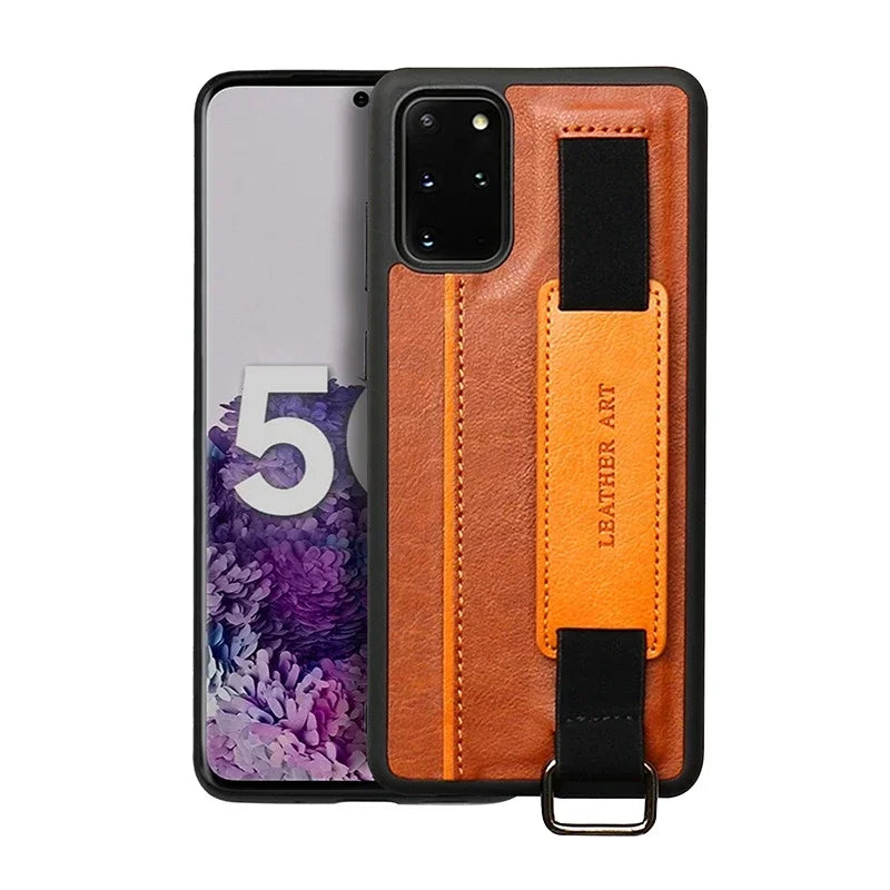 PU Leather Wristband Strap Card Holder Case for Samsung