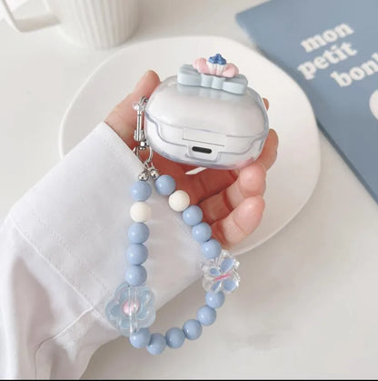 Cute Cartoon Clear Galaxy Buds Cover with Bracelet