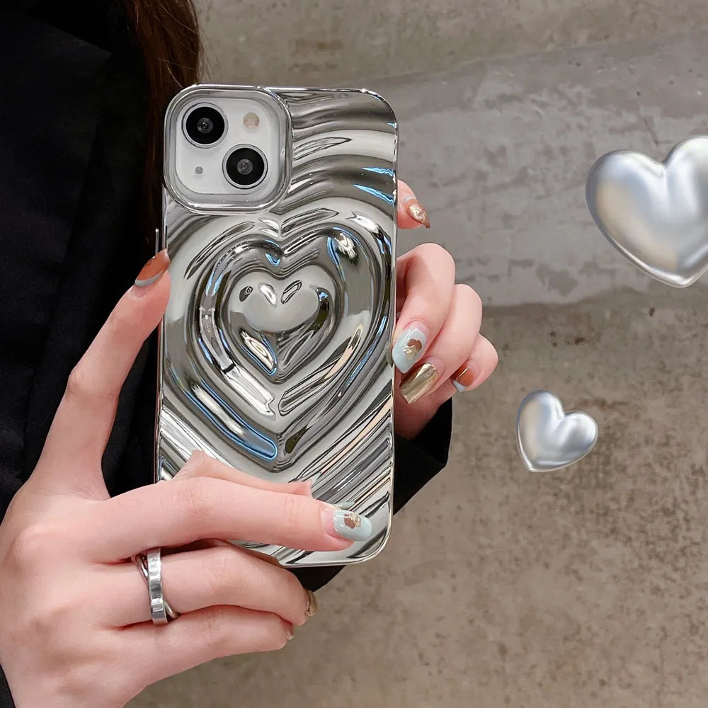 Luxury 3D Heart Water Ripple iPhone Silicone Case