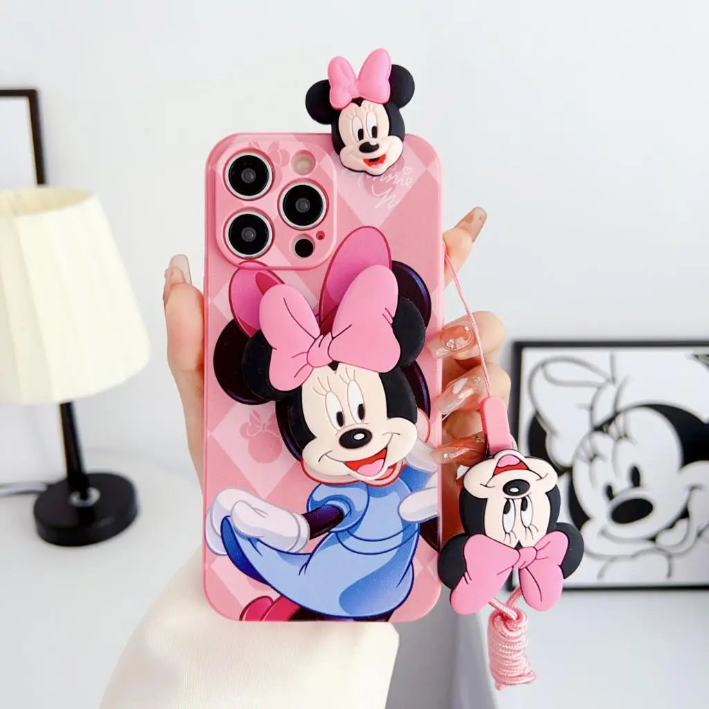 Soft Cartoon Case For iPhone with Strap