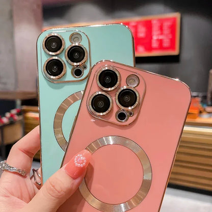 Electroplate Glitter Phone Case With Lens Protector