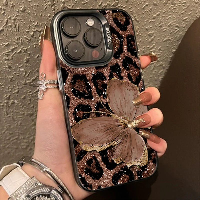 Luxury Butterfly Leopard Print  Phone Case For iPhone