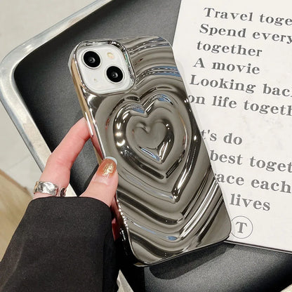 Luxury 3D Heart Water Ripple iPhone Silicone Case