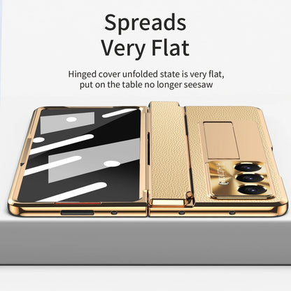 Luxury Leather One-Piece Plating Stand Hinge Shockproof Case For Samsung Z Fold
