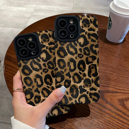 Gold Leopard Silicone Leather Case For iPhone